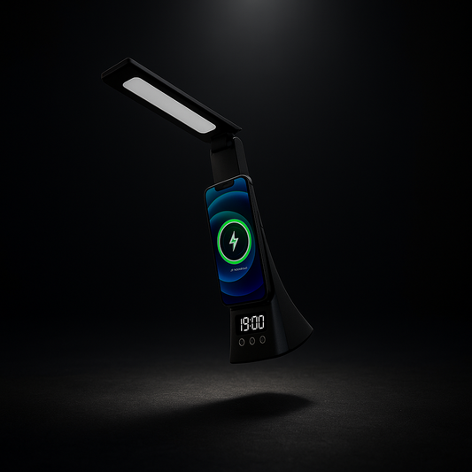 Pursonic 3-in-1 LED Desk Lamp with Wireless Charger and Alarm Clock – Sleek, Smart, and Space-Saving